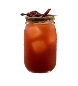 Caesar With Rye Whisky And Beef Jerky Garnish